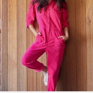 OUTERKNOWN Corduroy Jumpsuit in Magenta